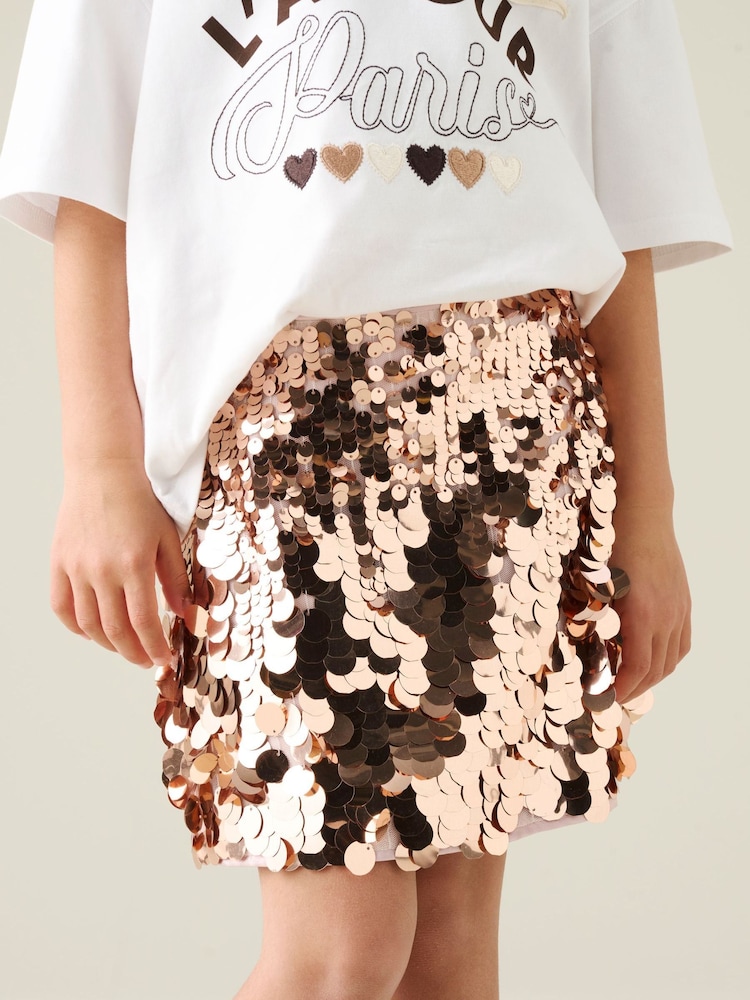 Angel & Rocket Pink Natalia Sequin A Line Mini Skirt - Image 1 of 5 Angel & Rocket Pink Natalia Sequin A Line Mini Skirt - Image 1 of 5