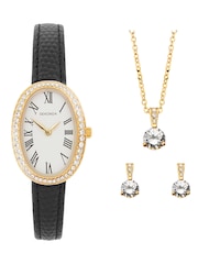 Sekonda Black Bellamy 23mm Oval Analogue Watch with Black Strap Gift Set - Image 1 of 5