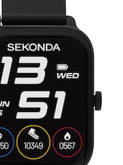Sekonda Black Motion Go 37mm Rectangular Smartwatch Watch Strap - Image 4 of 5