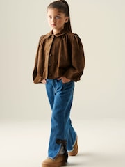 Angel & Rocket Brown Maia Suedette Balloon Hem Blouson Jacket - Image 3 of 5
