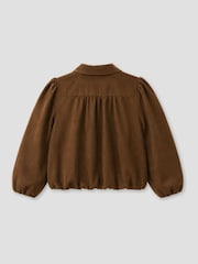 Angel & Rocket Brown Maia Suedette Balloon Hem Blouson Jacket - Image 5 of 5