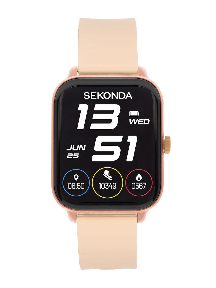 Sekonda Pink Motion Go 37mm Rectangular Smartwatch Watch Strap - Image 1 of 5