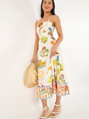 Roman Petite Fruit Print Strappy Midi Dress - Imagen 1 de 5
