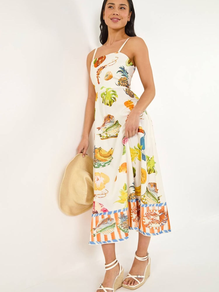 Roman Petite Fruit Print Strappy Midi Dress - Imagen 1 de 5