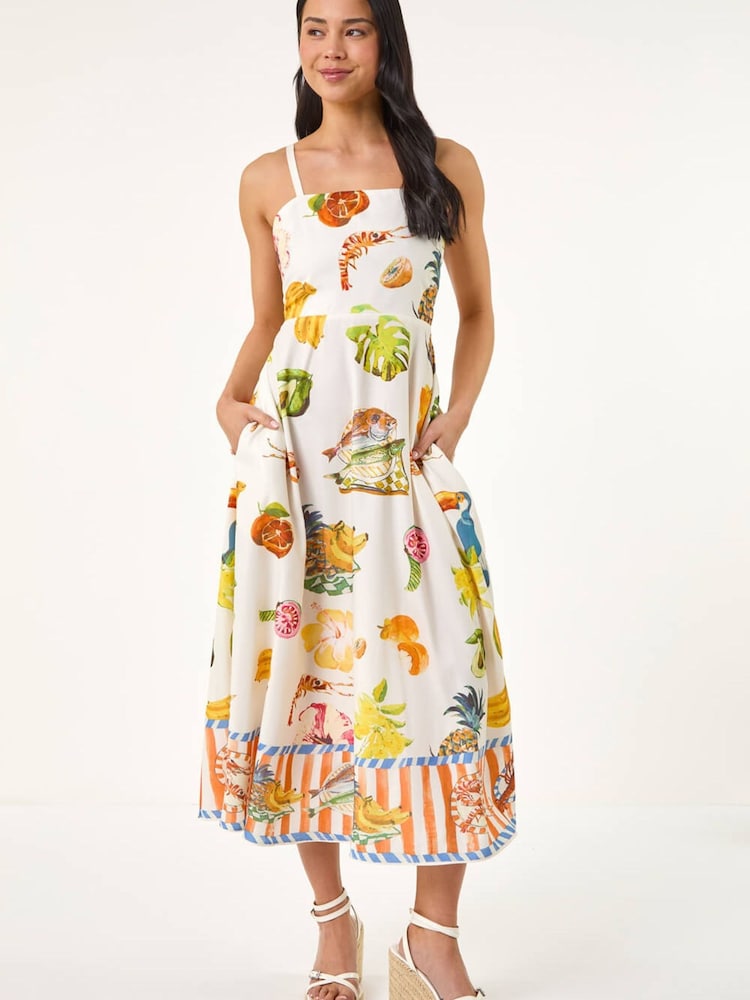 Roman Petite Fruit Print Strappy Midi Dress - Imagen 2 de 5