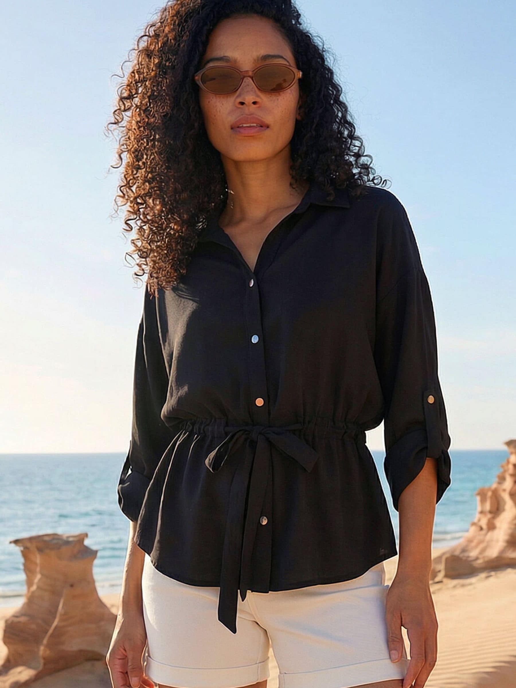 Buy Roman Black Safari Tie Front Shirt from Next Romania