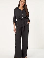 Roman Black Safari Tie Front Shirt - Image 1 of 5