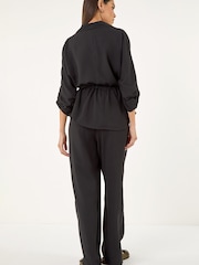 Roman Black Safari Tie Front Shirt - Image 3 of 5