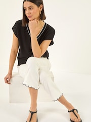 Off White - Roman Trim Flared Crop Trousers - Imagen 1 de 5