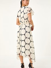 Roman Black Petite Spot Print Twist Front Dress - Image 3 of 5