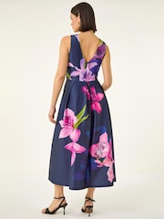 Roman Purple Scuba Print Prom Dress - Image 3 of 6