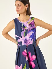 Roman Purple Scuba Print Prom Dress - Image 4 of 6