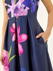 Roman Purple Scuba Print Prom Dress - Image 5 of 6