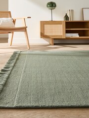La Redoute Intérieurs Khaki Osni Rug in Wool and Cotton - Image 1 of 5