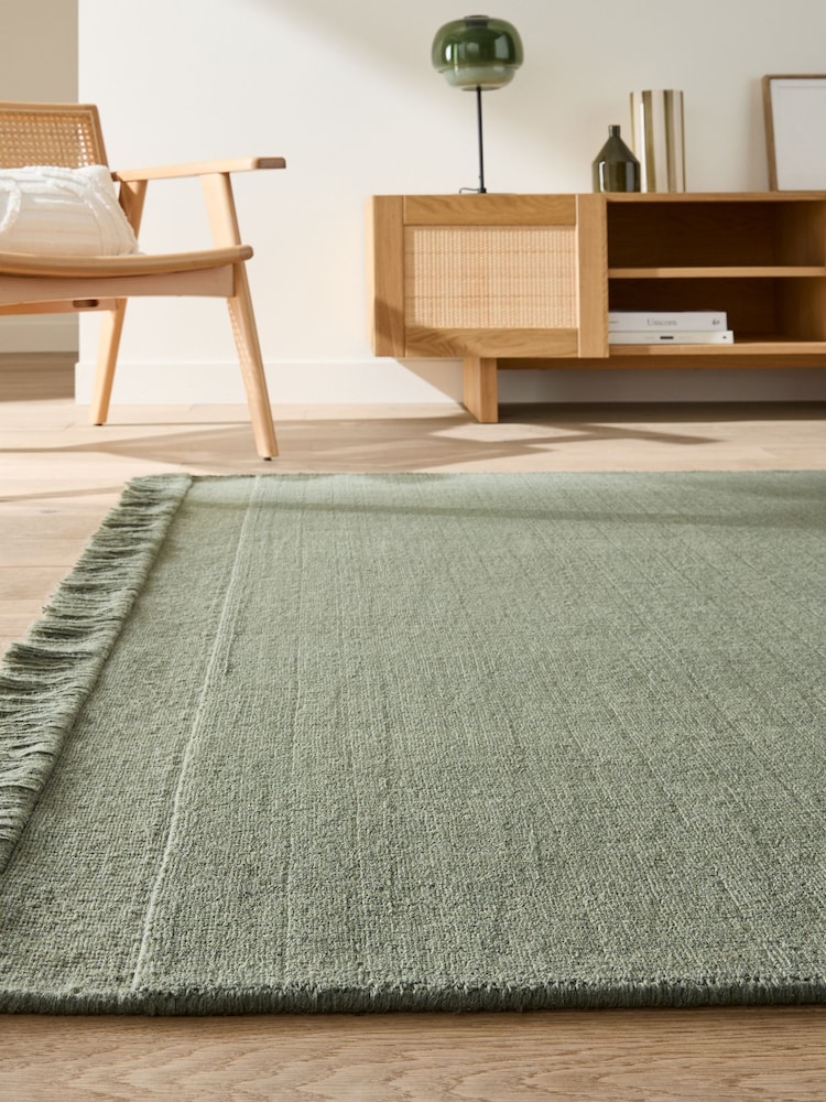 La Redoute Intérieurs Khaki Osni Rug in Wool and Cotton - Image 1 of 5 La Redoute Intérieurs Khaki Osni Rug in Wool and Cotton - Image 1 of 5