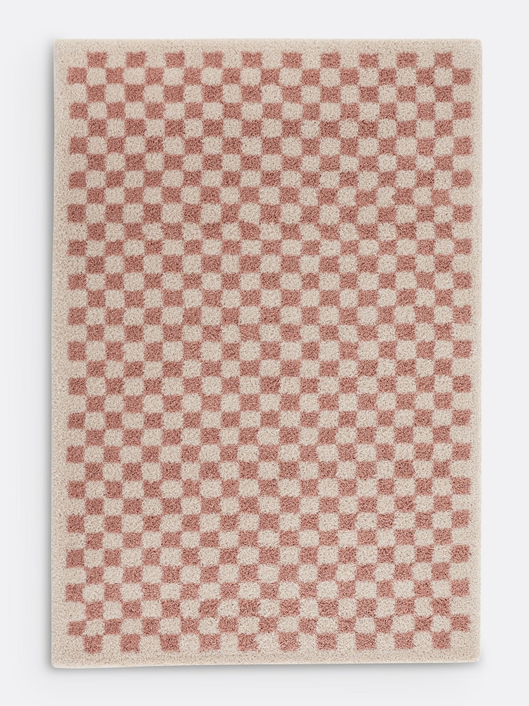 La Redoute Intérieurs Pastel Pink Eras Checkerboard Rug - Image 2 of 4