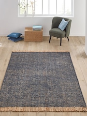La Redoute Intérieurs Midnight Blue Babak Jute Rug - Image 1 of 4