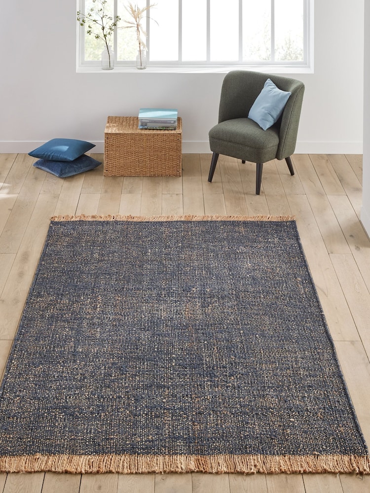 La Redoute Intérieurs Midnight Blue Babak Jute Rug - Image 1 of 4