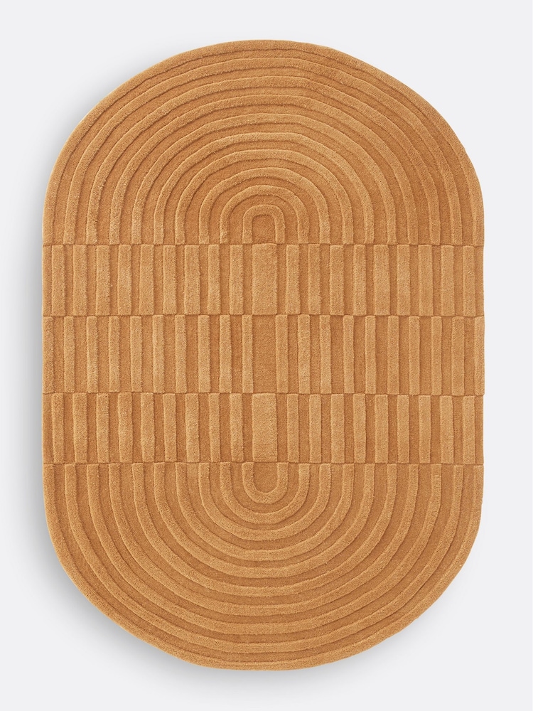 La Redoute Intérieurs Caramel Malko Oval Wool Rug - Image 2 of 4 La Redoute Intérieurs Caramel Malko Oval Wool Rug - Image 2 of 4