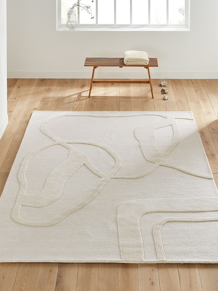 La Redoute Intérieurs Ecru Caila Abstract Wool Rug - Image 1 of 4