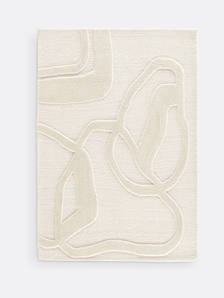 La Redoute Intérieurs Ecru Caila Abstract Wool Rug - Image 2 of 4