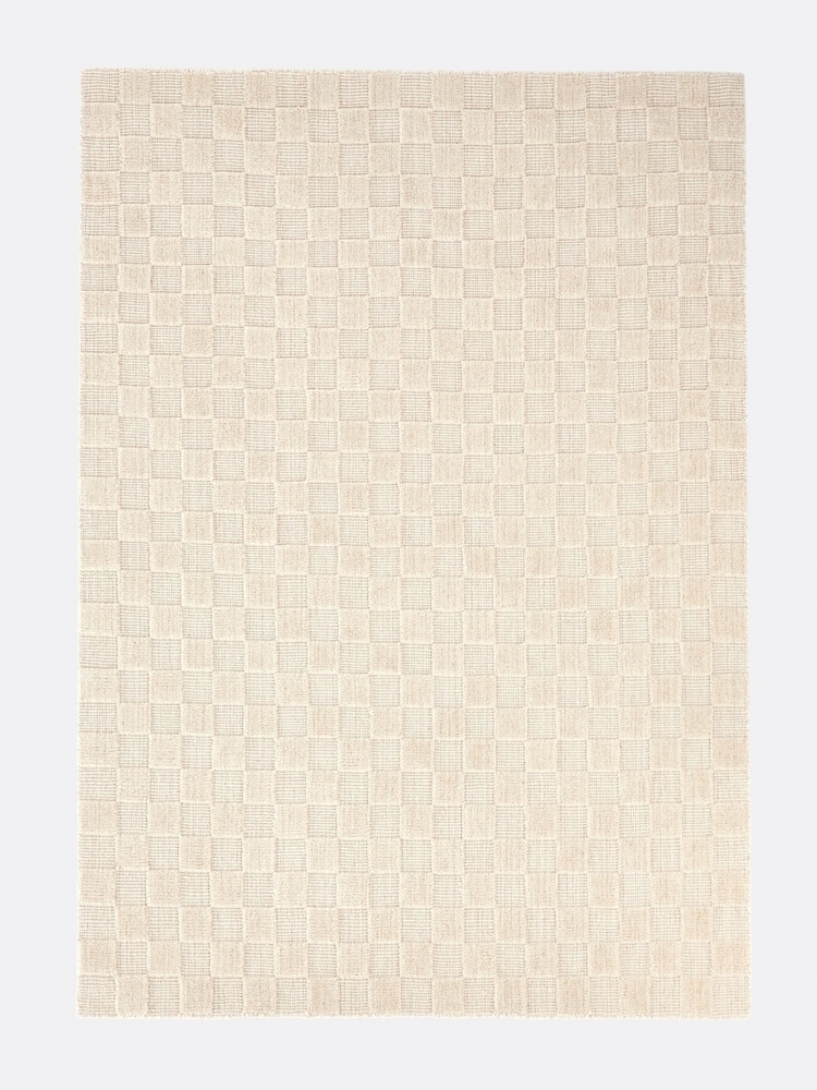 La Redoute Intérieurs Ecru Bilmo Tone-On-Tone Checkerboard Rug - Image 2 of 5