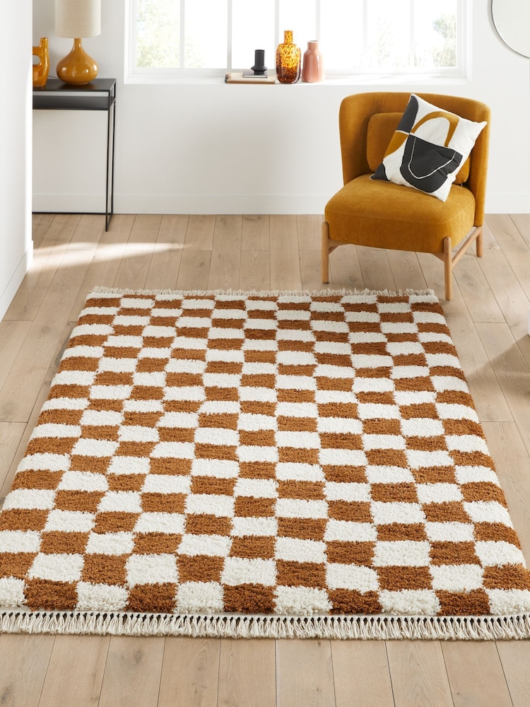 La Redoute Intérieurs Tan Danito Checkerboard Rug - Image 1 of 4