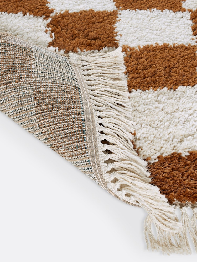 La Redoute Intérieurs Tan Danito Checkerboard Rug - Image 4 of 4