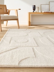 La Redoute Intérieurs Ecru Melko 100% Wool Graphic Print Rug - Image 1 of 5