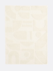 La Redoute Intérieurs Ecru Melko 100% Wool Graphic Print Rug - Image 2 of 5