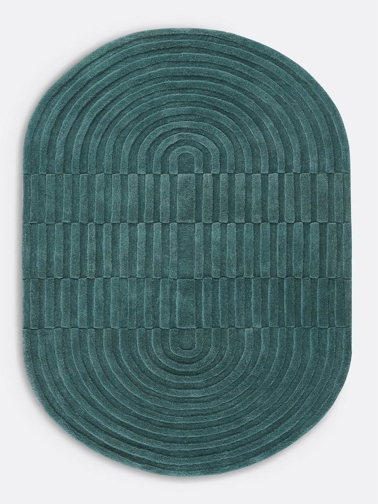La Redoute Intérieurs Green Malko Oval Wool Rug - Image 2 of 3 La Redoute Intérieurs Green Malko Oval Wool Rug - Image 2 of 3