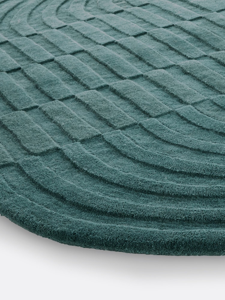 La Redoute Intérieurs Green Malko Oval Wool Rug - Image 3 of 3 La Redoute Intérieurs Green Malko Oval Wool Rug - Image 3 of 3