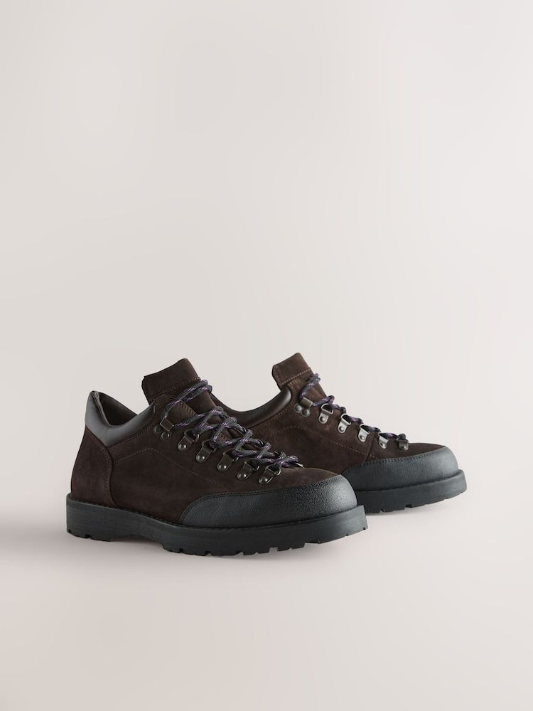 Brown Suede Low Hiker Boots - Image 1 of 6 Brown Suede Low Hiker Boots - Image 1 of 6
