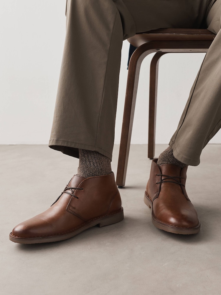 Tan Brown Leather Desert Boots - Image 1 of 7 Tan Brown Leather Desert Boots - Image 1 of 7