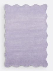 La Redoute Intérieurs Lavender Scalero Scalloped 100% Wool Rug - Image 4 of 4