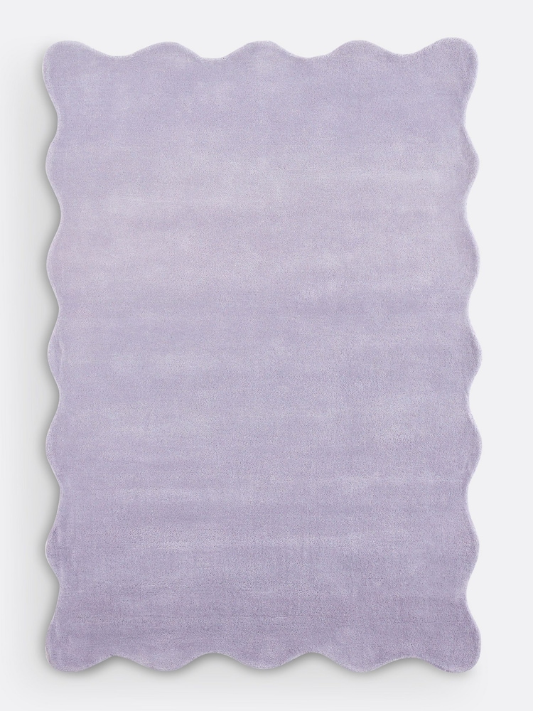 La Redoute Intérieurs Lavender Scalero Scalloped 100% Wool Rug - Image 4 of 4 La Redoute Intérieurs Lavender Scalero Scalloped 100% Wool Rug - Image 4 of 4