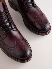 Burgundy Red Leather Brogue Boots - Image 5 of 7