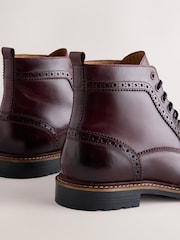 Burgundy Red Leather Brogue Boots - Image 6 of 7