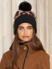 Lipsy Leopard Pom Beanie - Image 4 of 4