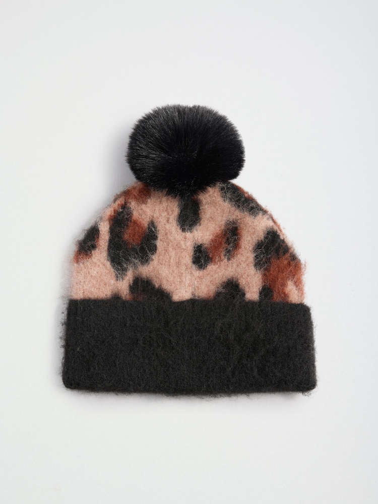 Lipsy Leopard Pom Beanie - Image 5 of 5 Lipsy Leopard Pom Beanie - Image 5 of 5