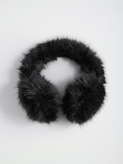 Lipsy Black Cosy Faux Fur Ear Muffs - Image 1 of 3