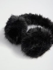 Lipsy Black Cosy Faux Fur Ear Muffs - Image 2 of 3
