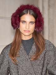 Lipsy Burgundy Red Cosy Faux Fur Ear Muffs - Image 1 of 3