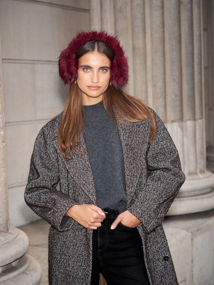 Lipsy Burgundy Red Cosy Faux Fur Ear Muffs - Image 2 of 3
