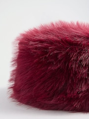 Lipsy Burgundy Red Cosy Faux Fur Pillbox Hat - Image 6 of 7