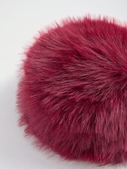 Lipsy Burgundy Red Cosy Faux Fur Pillbox Hat - Image 7 of 7
