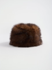 Lipsy Chocolate Brown Cosy Faux Fur Pillbox Hat - Image 4 of 6