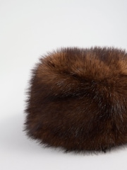 Lipsy Chocolate Brown Cosy Faux Fur Pillbox Hat - Image 5 of 6