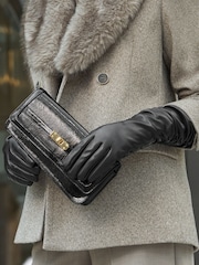 Negro - Guantes largos fruncidos con aspecto de piel de Lipsy - Imagen 2 de 6