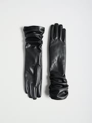 Negro - Guantes largos fruncidos con aspecto de piel de Lipsy - Imagen 4 de 6
